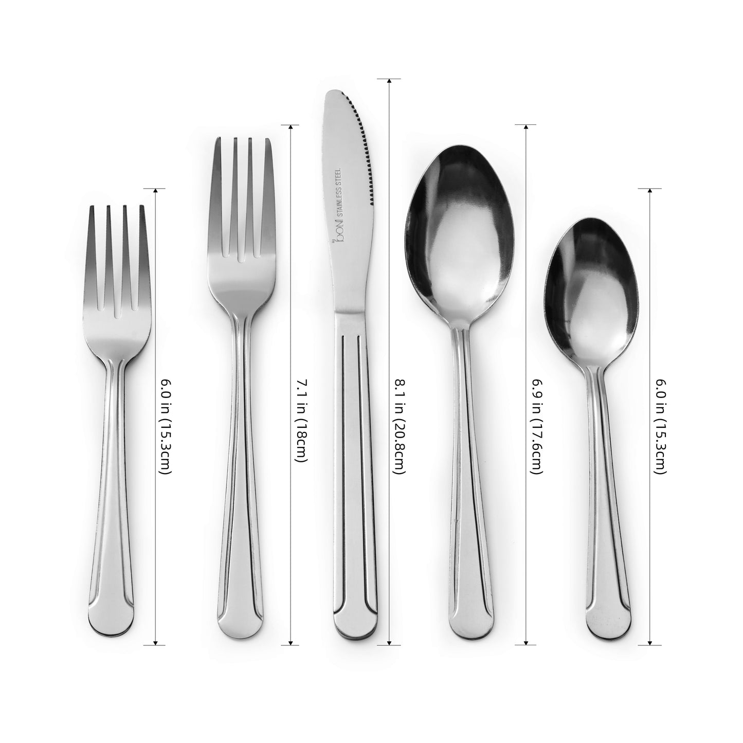 Bon Camisole 20-Piece Stainless Steel Flatware Silverware Cutlery Set, Include Knife/Fork/Spoon, Dishwasher Safe, Service for 4