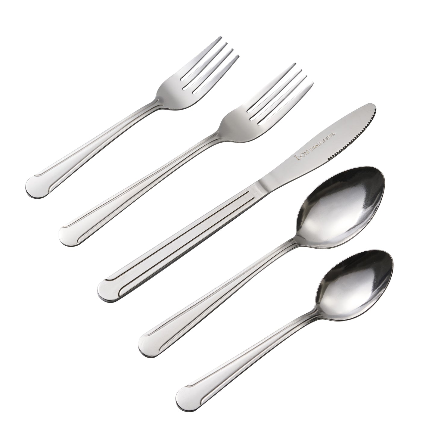 Bon Camisole 20-Piece Stainless Steel Flatware Silverware Cutlery Set, Include Knife/Fork/Spoon, Dishwasher Safe, Service for 4