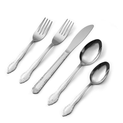 Bon Flora 20-Piece Stainless Steel Flatware Silverware Cutlery Set, Include Knife/Fork/Spoon, Dishwasher Safe, Service for 4