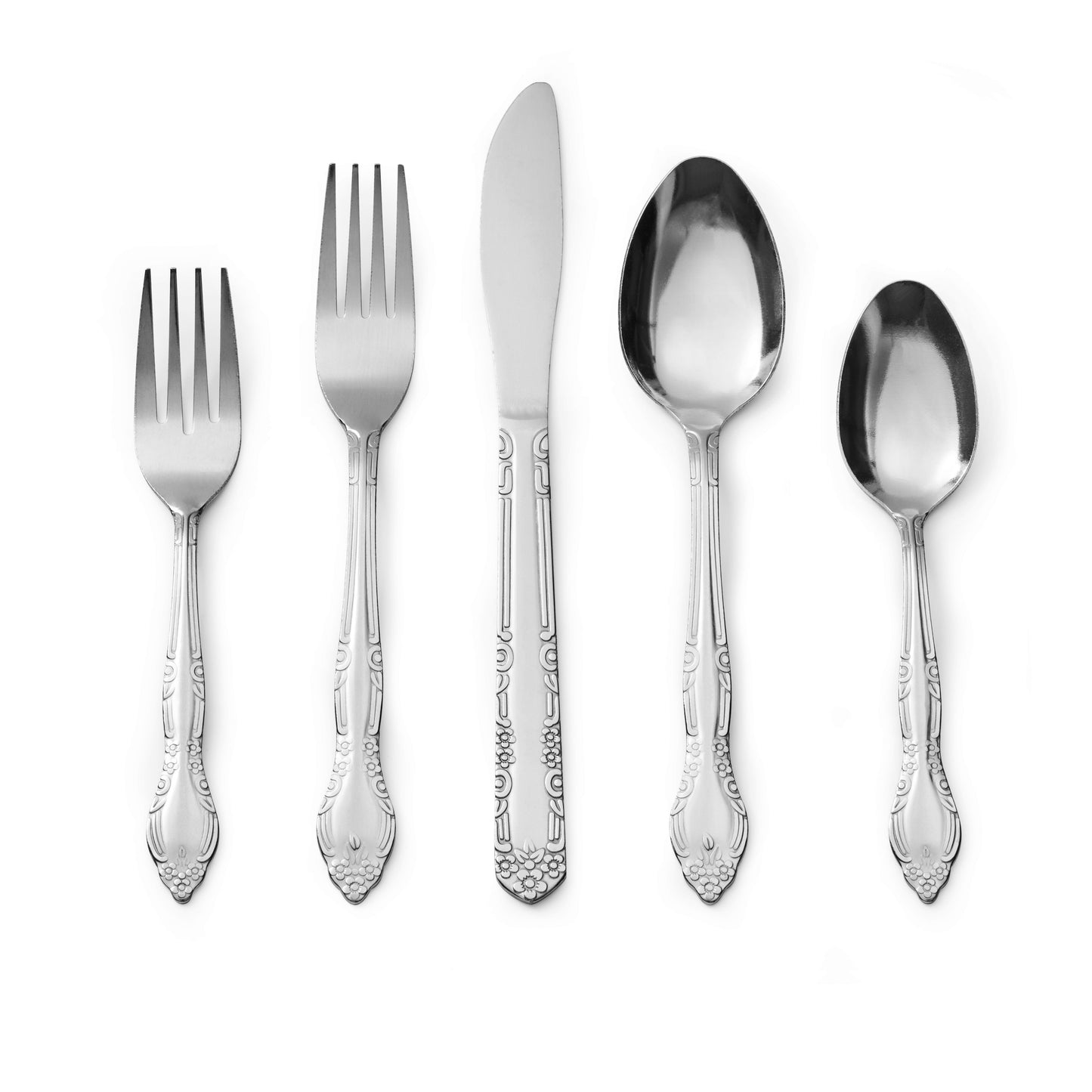 Bon Flora 40-Piece Stainless Steel Flatware Silverware Cutlery Set, Include Knife/Fork/Spoon, Dishwasher Safe, Service for 8